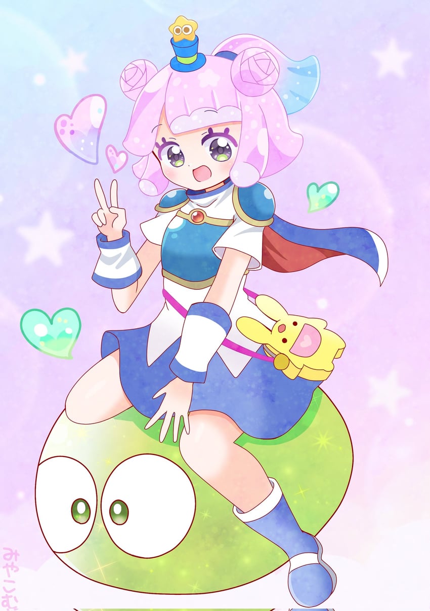 arle nadja, puyo, carbuncle, and puniru (puyopuyo and 2 more) drawn by miyakomu