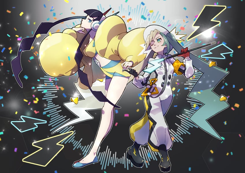 hatsune miku, elesa, and electric miku (pokemon and 3 more) drawn by irus_inaiyo
