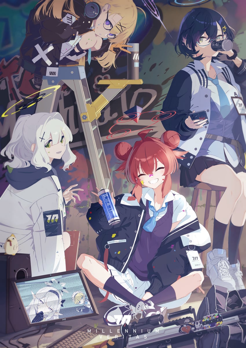 toki, peroro, himari, maki, hare, and 2 more (blue archive) drawn by tena_(tenor_07209)