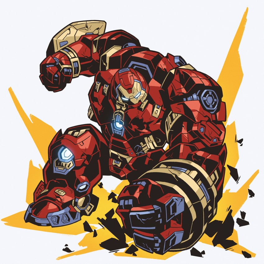 tony stark, iron man, and hulkbuster (marvel and 4 more) drawn by onion_maru