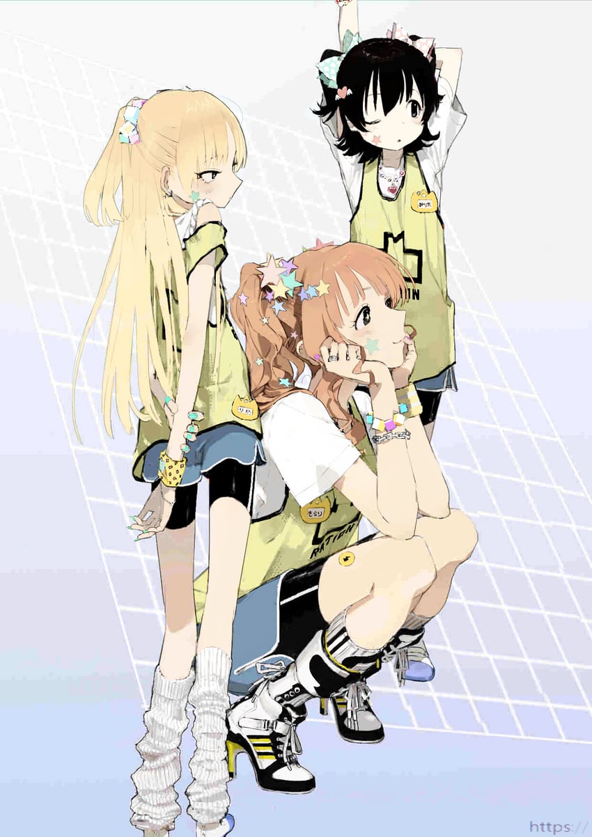 jougasaki rika, akagi miria, and moroboshi kirari (idolmaster and 1 more) drawn by hageshii_nakano