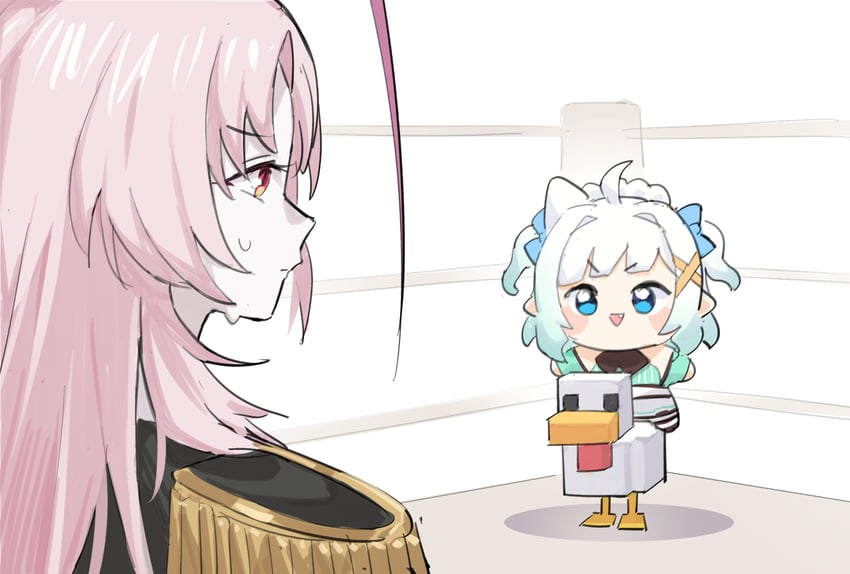mint fantome, matara kan, chicken, and chicken jockey (indie virtual youtuber and 3 more) drawn by maplesights