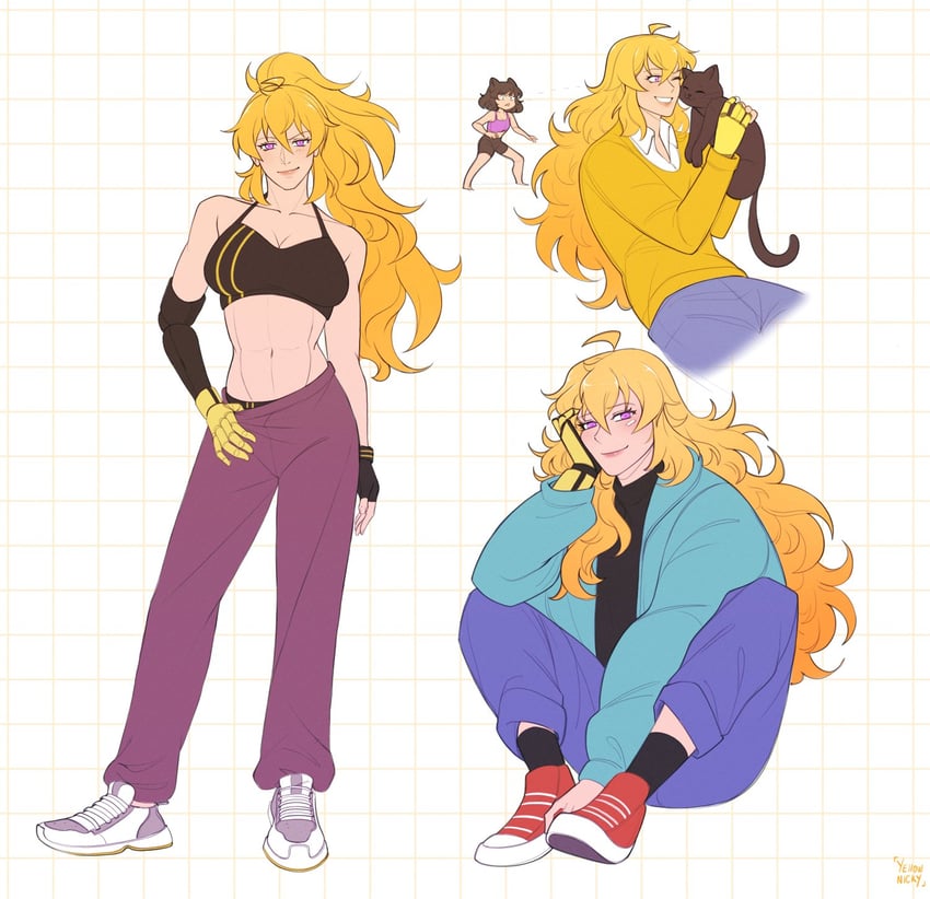 yang xiao long and blake belladonna (rwby) drawn by yellow_nicky