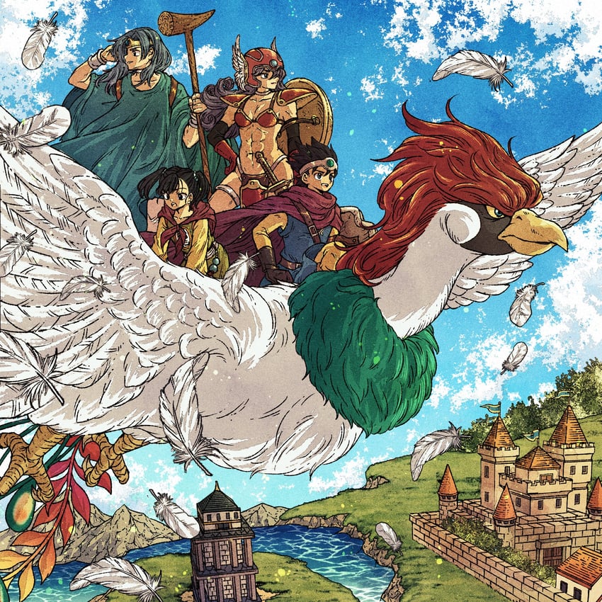 warrior, sage, roto, and martial artist (dragon quest and 1 more) drawn by toriga