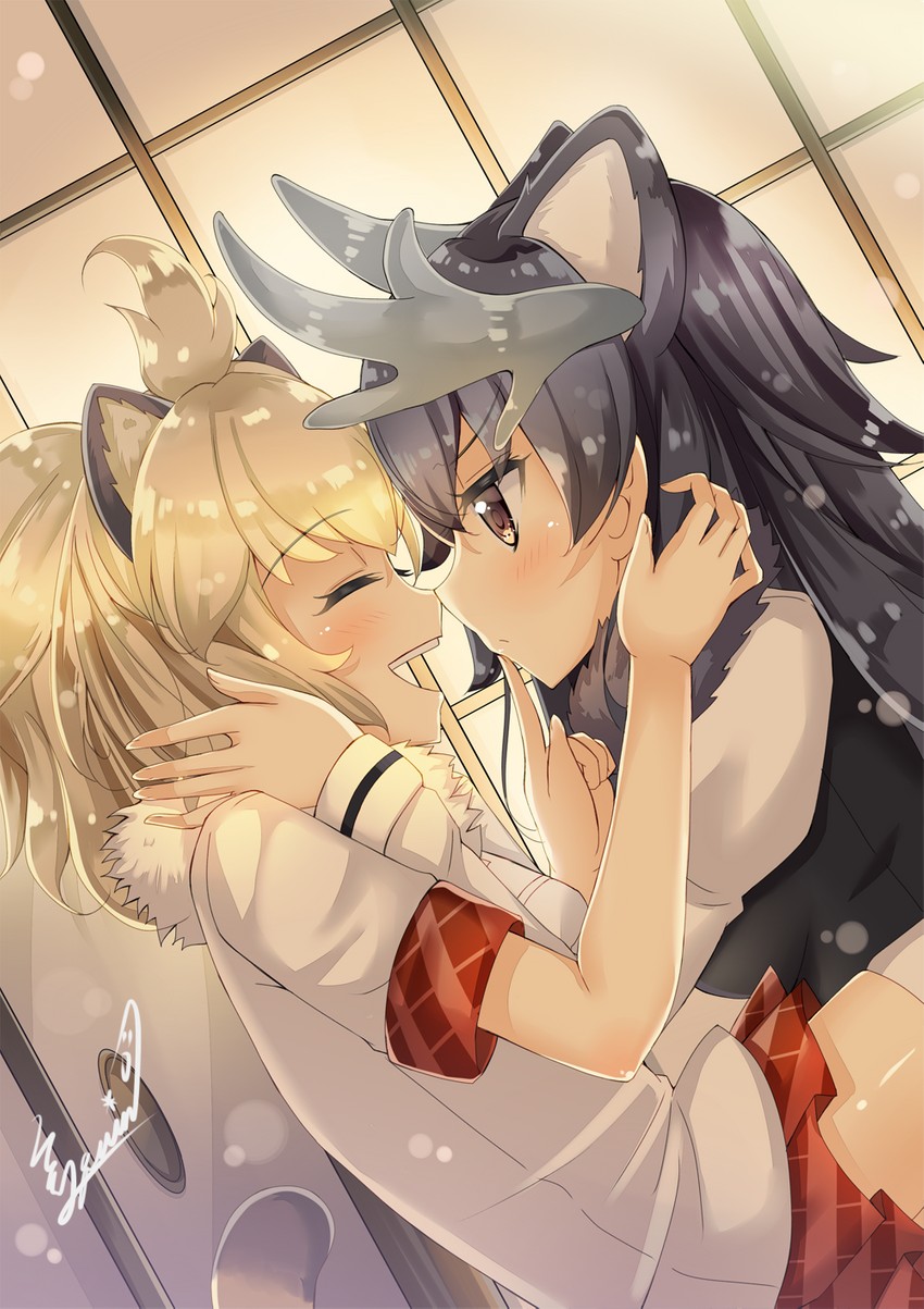 lion and moose (kemono friends) drawn by quin_(himegata_alice)