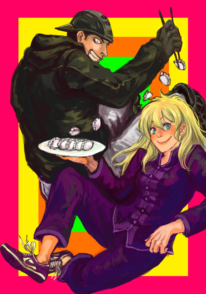 nikaidou and aikawa (dorohedoro) drawn by hatsuka_(hatuka666)