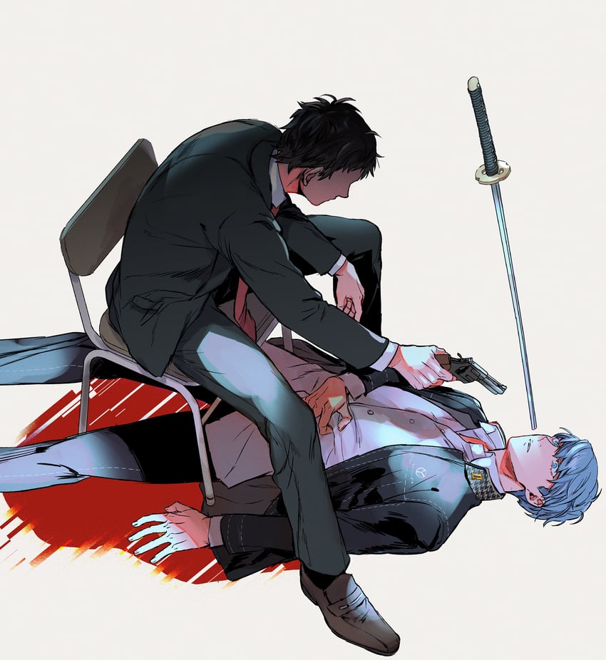 narukami yu and adachi tooru (persona and 1 more) drawn by ido_(nothing679)