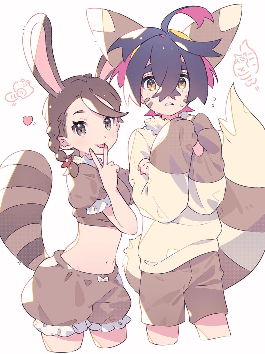 kieran, juliana, furret, and sentret (pokemon and 1 more) drawn by honyaru_(nanairo39)