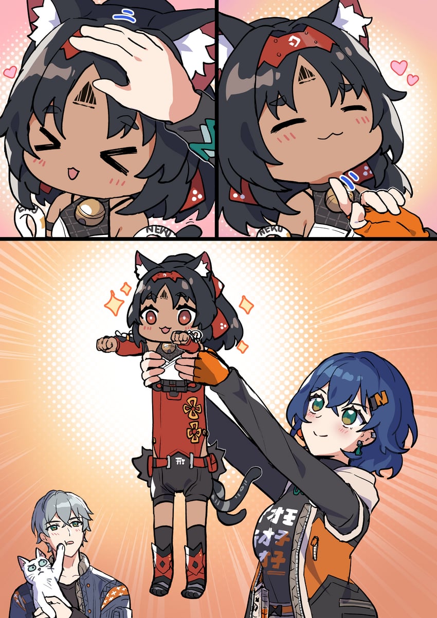belle, wise, and nekomiya mana (zenless zone zero) drawn by sakana_(fishchunk)