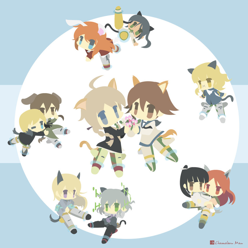 sanya v. litvyak, eila ilmatar juutilainen, miyafuji yoshika, erica hartmann, gertrud barkhorn, and 6 more (world witches series and 1 more) drawn by chameleon_man_(three)