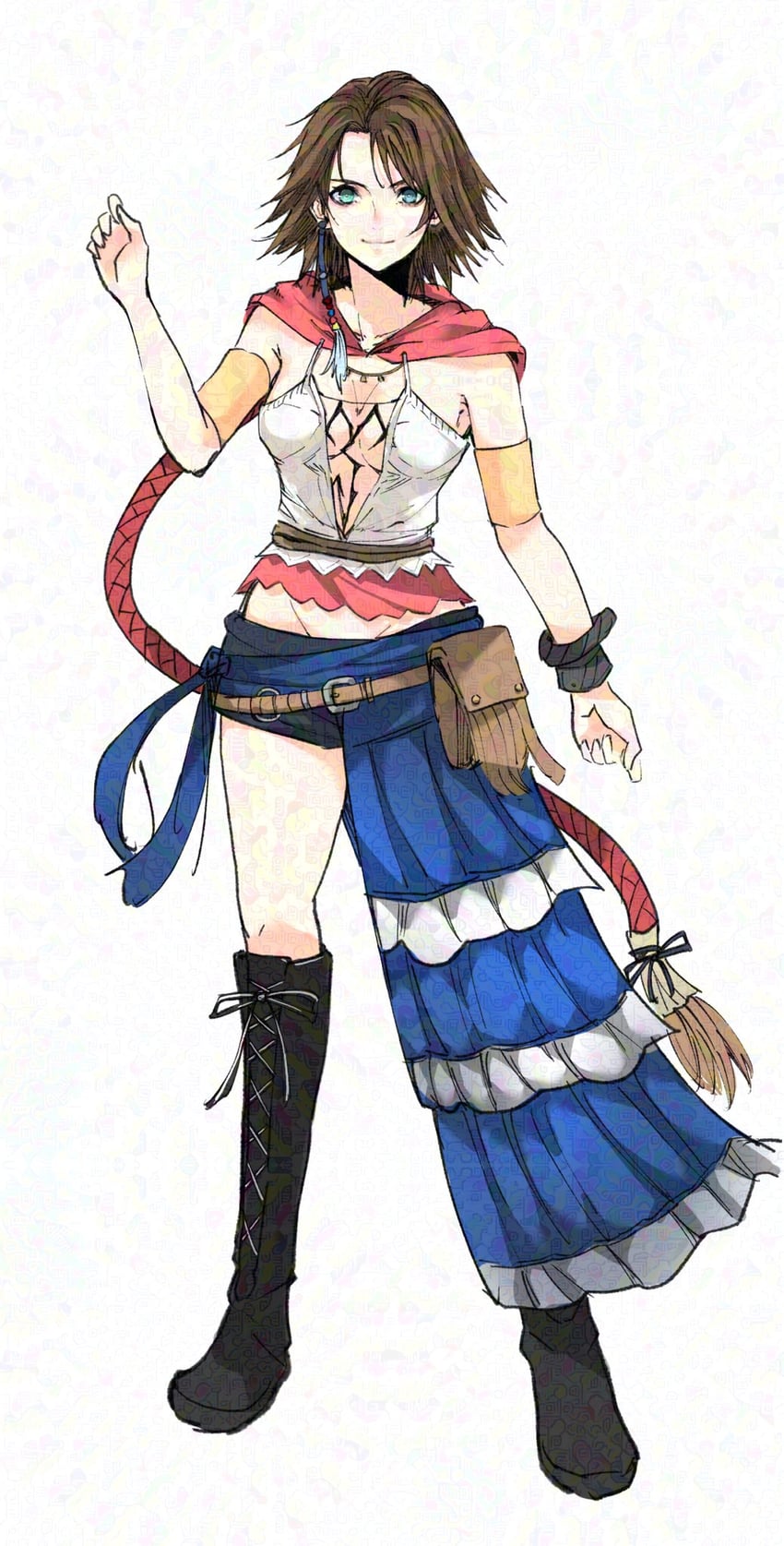 yuna and gunner (final fantasy and 2 more) drawn by crazy02oekaki