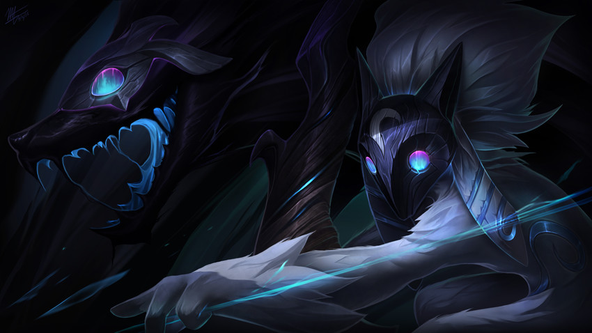 kindred, lamb, and wolf (league of legends) drawn by vegacolors