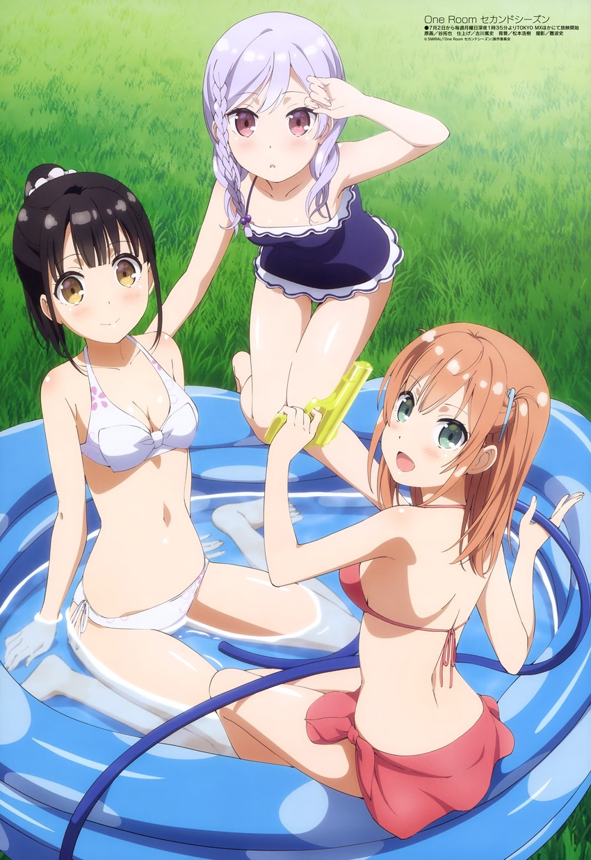 hanasaka yui, nanahashi minori, and amatsuki mashiro (megami magazine and 1 more) drawn by tani_takuya