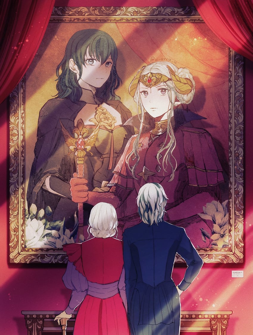 female byleth and edelgard von hresvelg (fire emblem and 1 more) drawn by u_arca_u