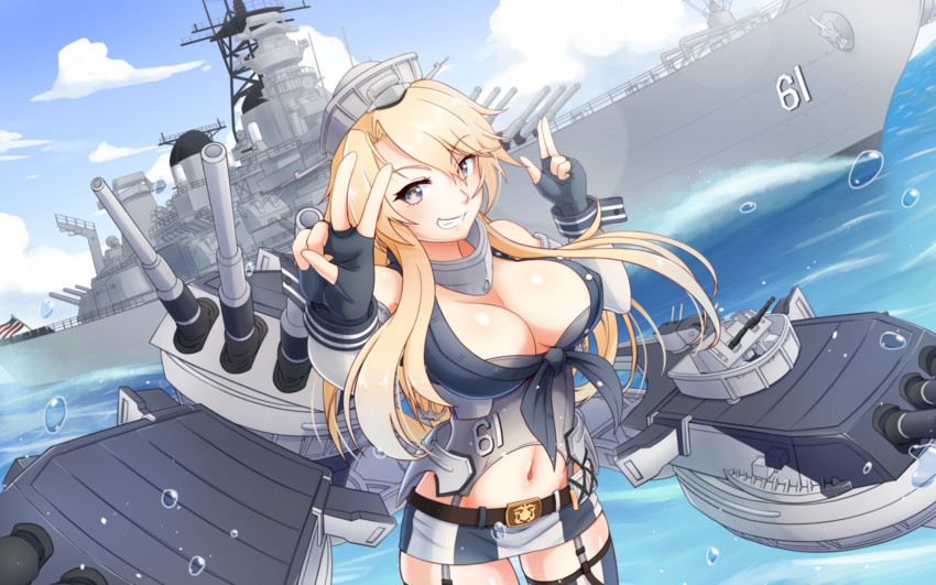 iowa (kantai collection) drawn by pokke_(pokke-chan)