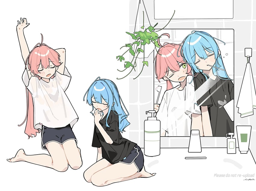 hoshimachi suisei and sakura miko (hololive) drawn by tai_inukai