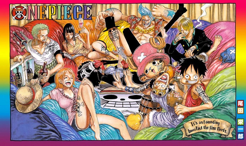 nami, monkey d. luffy, nico robin, roronoa zoro, sanji, and 4 more (one piece) drawn by oda_eiichirou