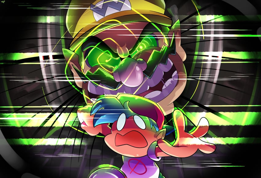 wario, boyfriend, and wario apparition (mario and 4 more) drawn by eeeeee12345rs