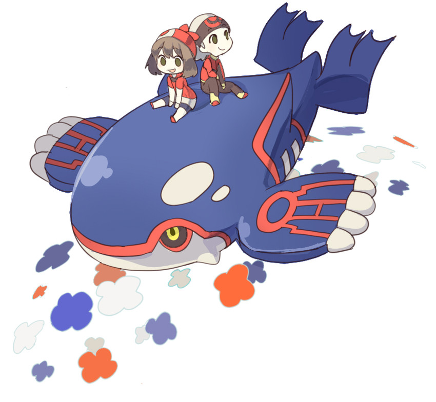 may, brendan, and kyogre (pokemon and 1 more) drawn by danchi_(pomechize)