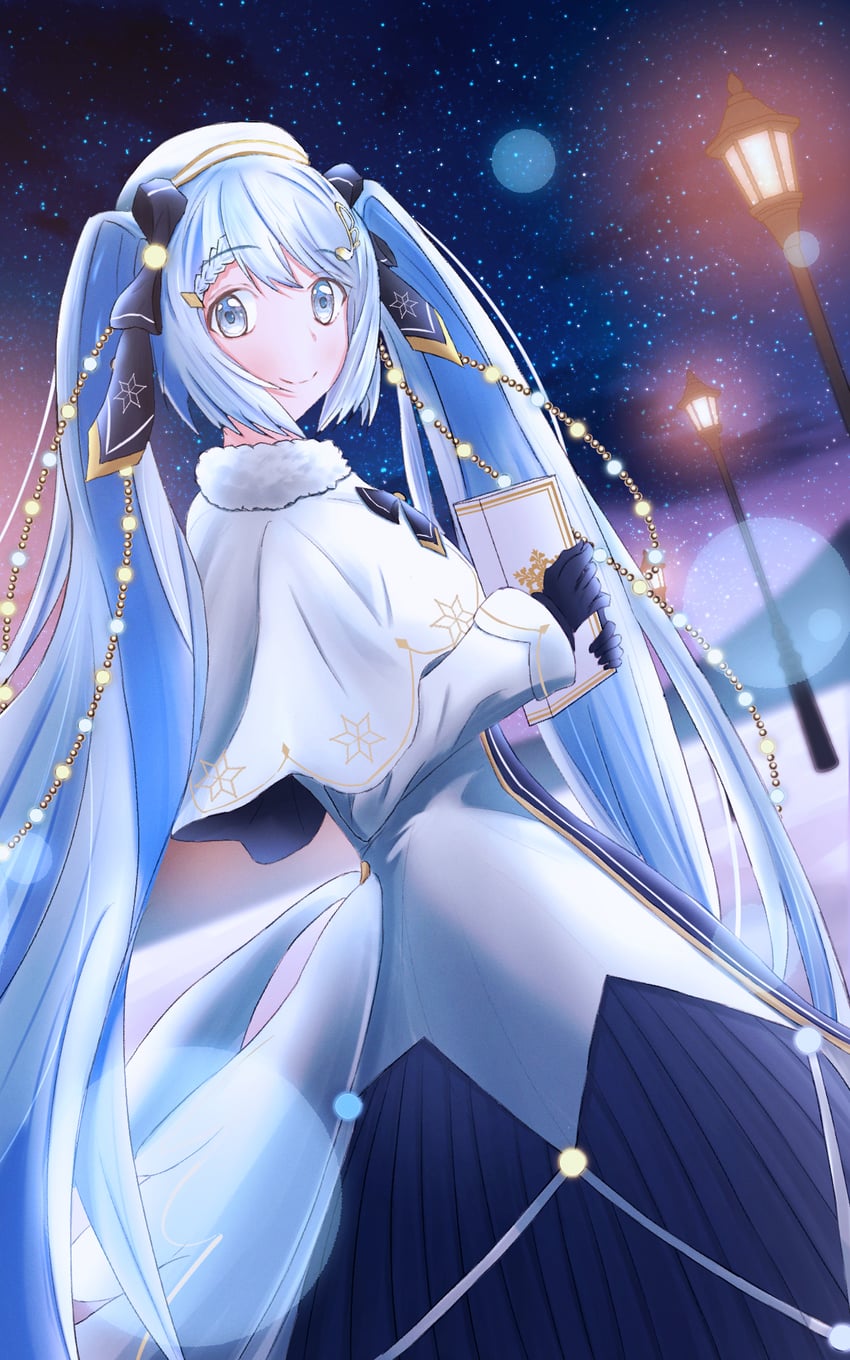 hatsune miku and yuki miku (vocaloid) drawn by hoshino_mizuki_(hoshino_263f)