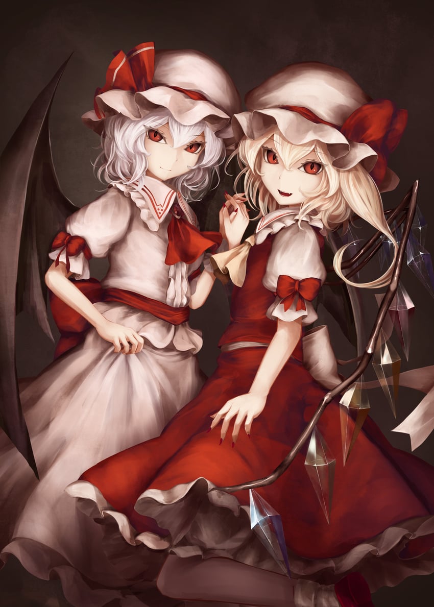 remilia scarlet and flandre scarlet (touhou) drawn by moose_(moosu193)