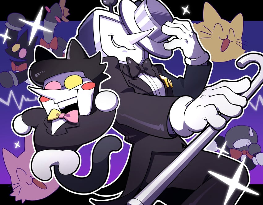 spamton g. spamton, ant tenna, shadowguy, pippins, and zapper (deltarune) drawn by oimo64