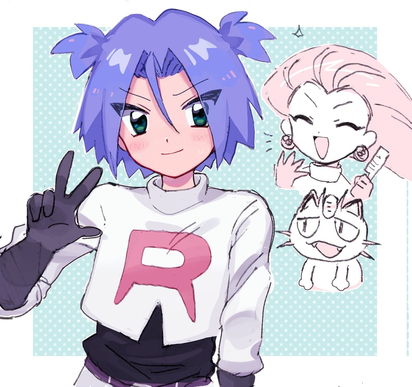 jessie, james, and meowth (pokemon) drawn by ameya_(okemu_ame)