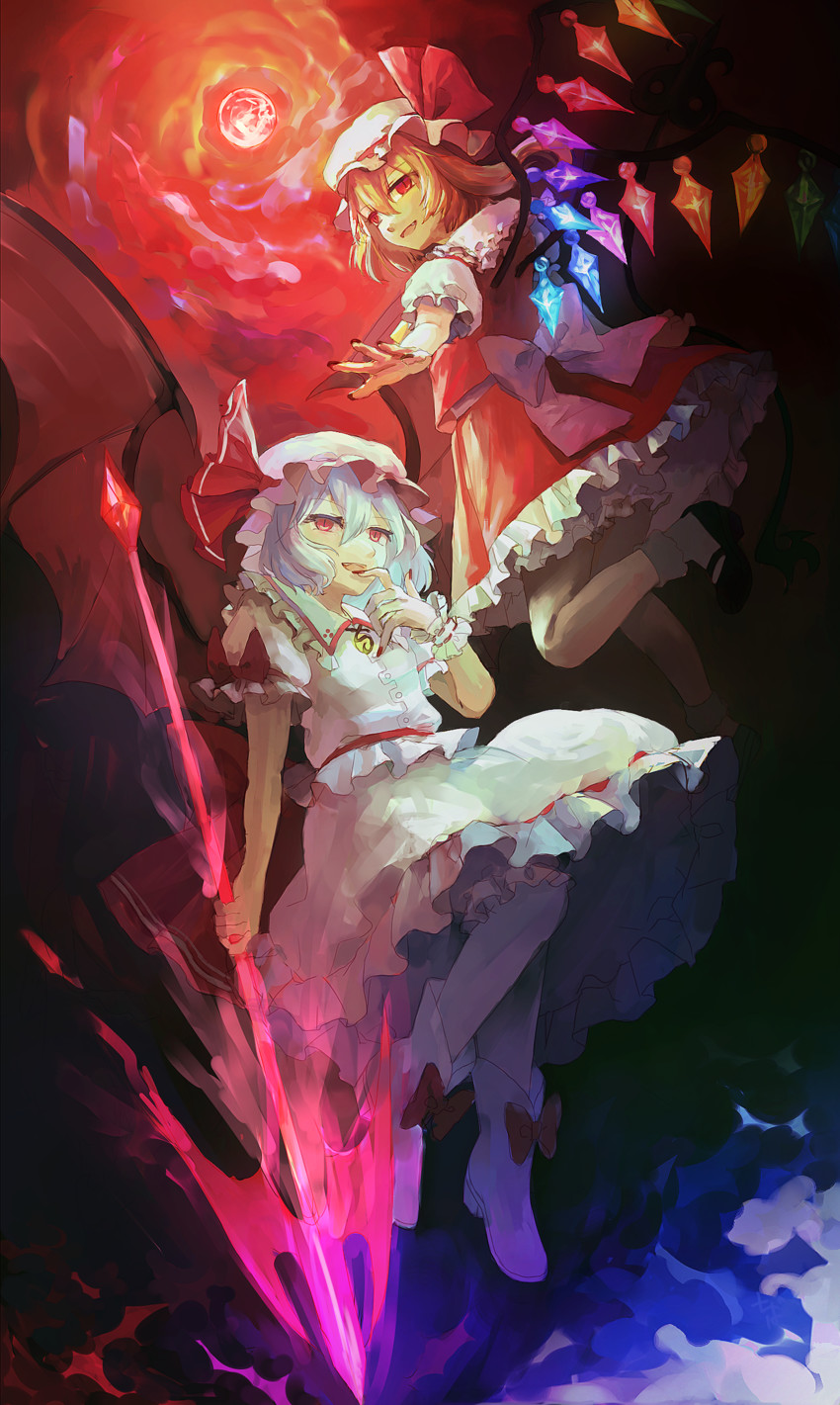 remilia scarlet and flandre scarlet (touhou) drawn by chiba_(pmjwgt45)