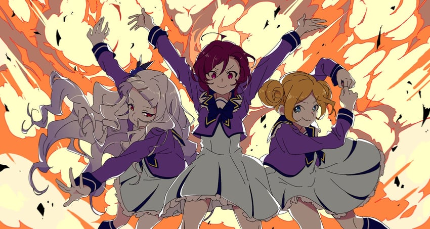 shirogane lily, ashida yuuri, and katsura miki (aikatsu! and 1 more) drawn by shiontaso