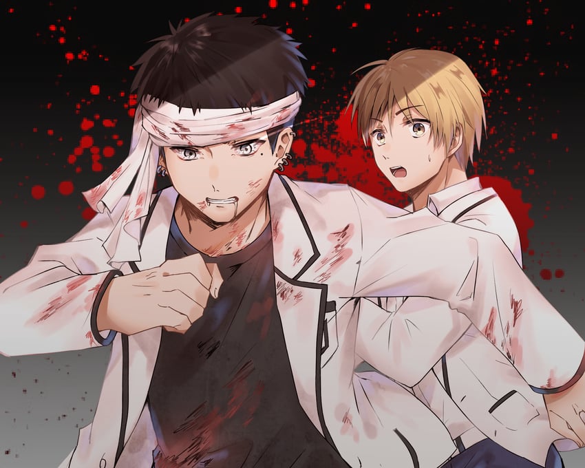 umezawa reiji and nikaidou akira (igai: the play dead/alive) drawn by namosina