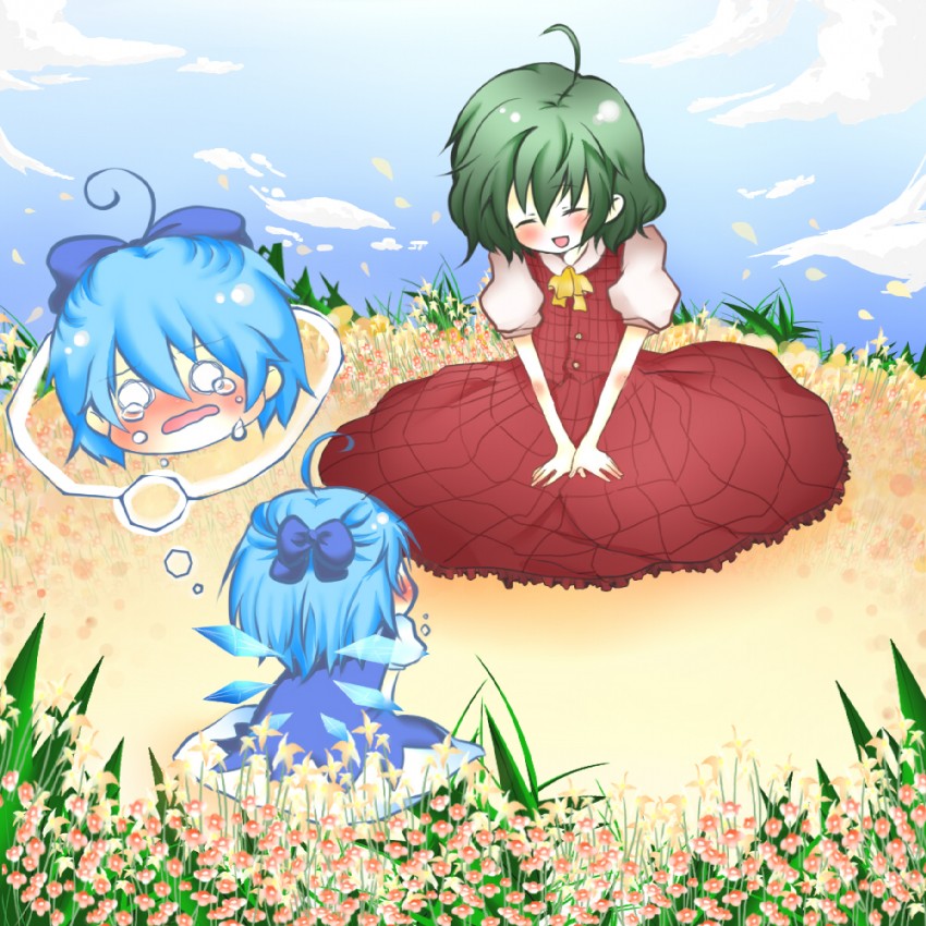 cirno and kazami yuuka (touhou) drawn by shii_(cocoa)