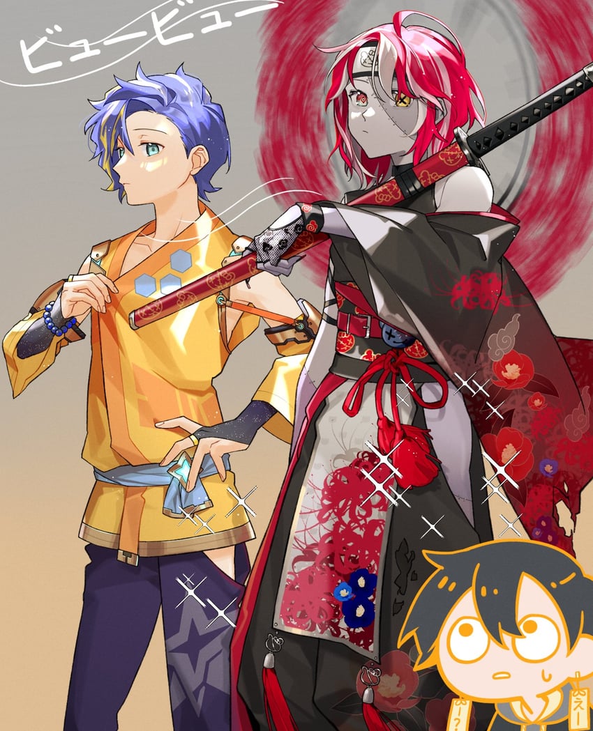 kureiji ollie, astel leda, and yatogami fuma (hololive and 2 more) drawn by juu_(45_jujut)