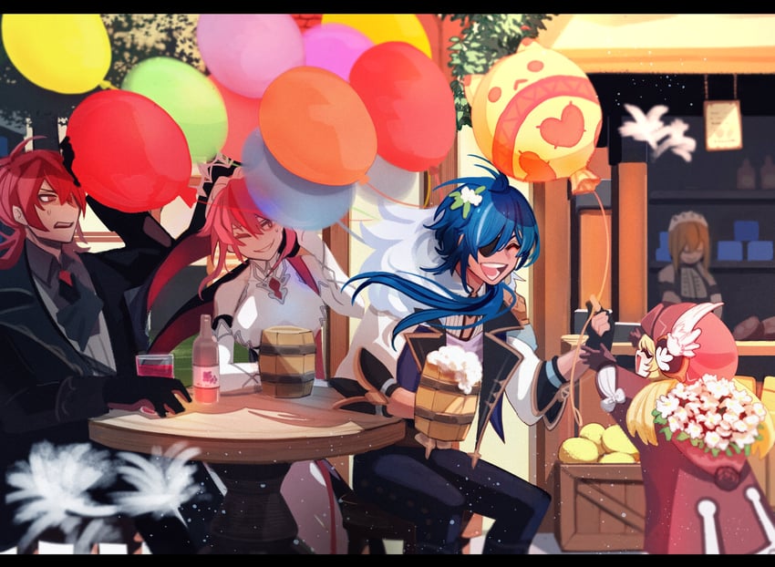 klee, diluc, kaeya, dodoco, jumpy dumpty, and 2 more (genshin impact) drawn by enpitsu01