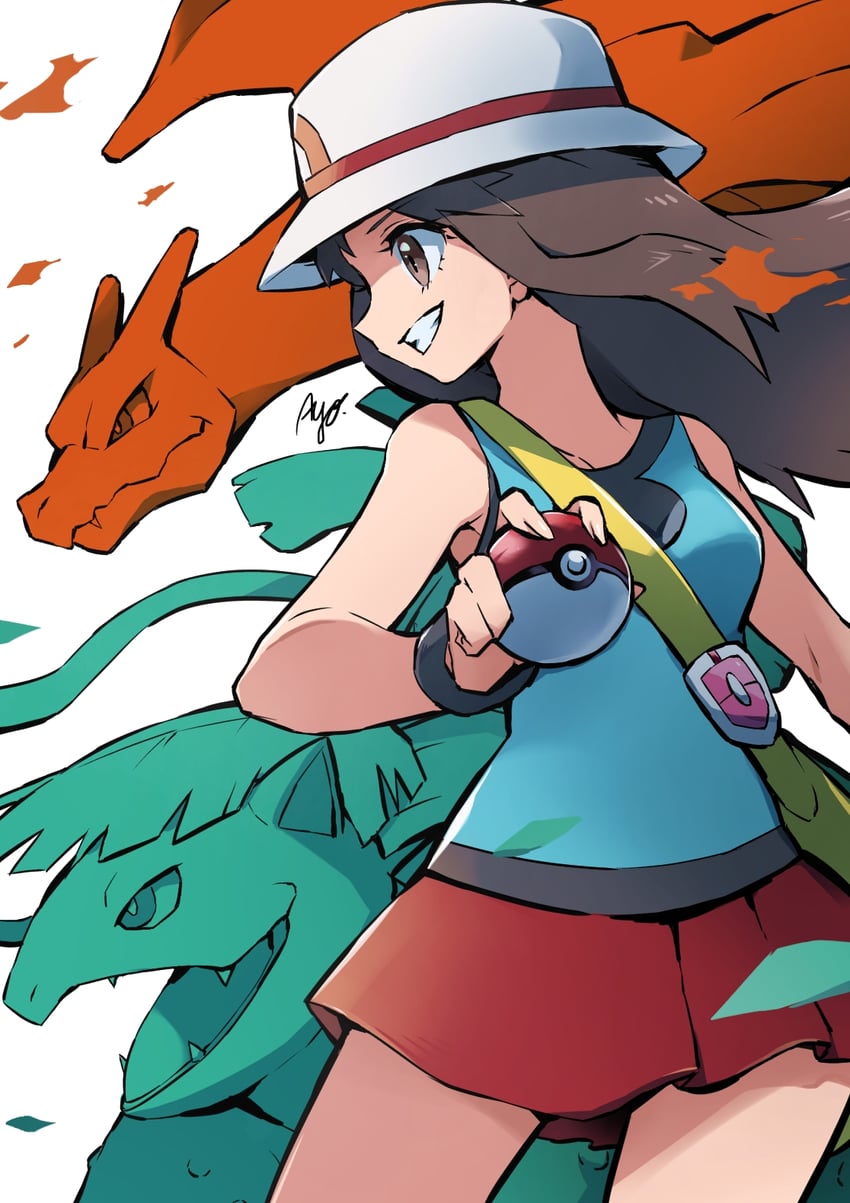 charizard, leaf, and venusaur (pokemon and 1 more) drawn by ayo_(ayosanri009)