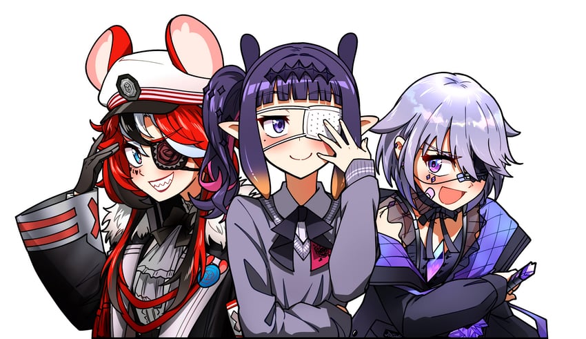 ninomae ina'nis, hakos baelz, and koseki bijou (hololive and 1 more) drawn by ddolbang