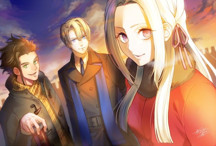 edelgard von hresvelg, dimitri alexandre blaiddyd, and claude von riegan (fire emblem and 1 more) drawn by jandara_rin