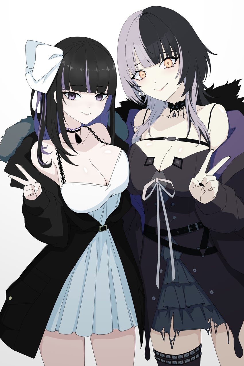 shiori novella and ririsya (hololive and 2 more) drawn by daydarion