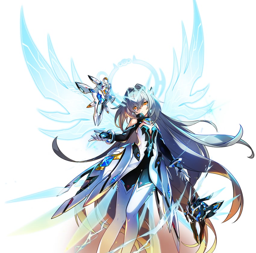 eve, moby, remy, and code: sariel (elsword) drawn by hwansang