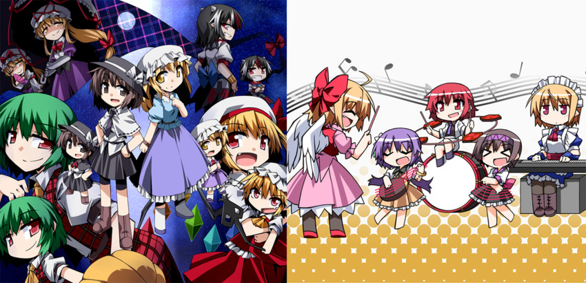 flandre scarlet, yakumo yukari, kazami yuuka, usami renko, maribel hearn, and 6 more (touhou and 1 more) drawn by hemogurobin_a1c