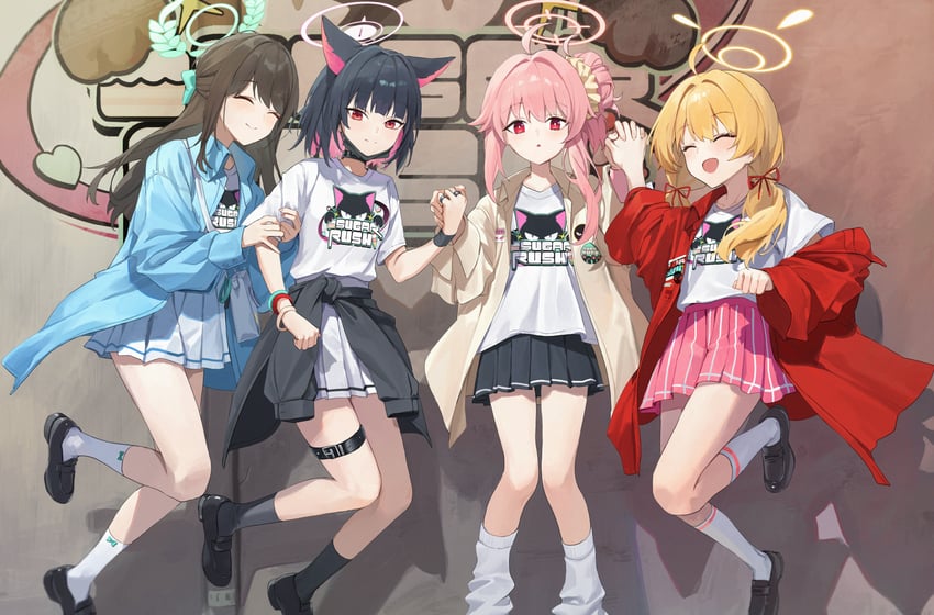 kazusa, natsu, airi, and yoshimi (blue archive and 1 more) drawn by enokinoko1010