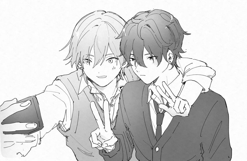trailblazer, caelus, and dan heng (honkai and 1 more) drawn by kino_mgmg