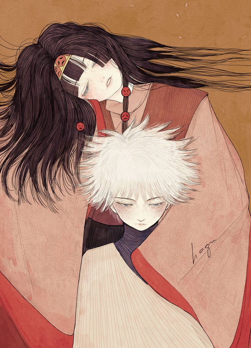 killua zoldyck and alluka zoldyck (hunter x hunter) drawn by hagushka