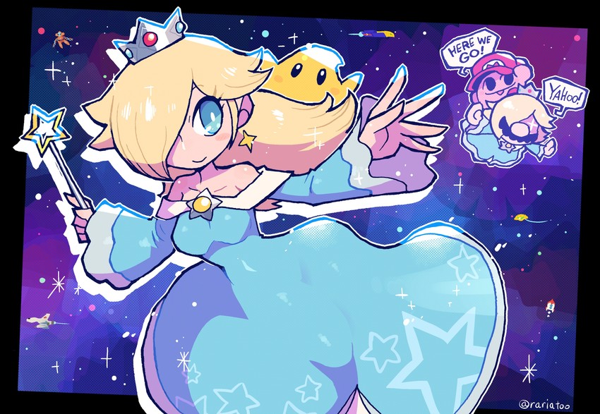 kirby, mario, rosalina, luma, deoxys, and 1 more (pokemon and 7 more) drawn by rariatto_(ganguri)