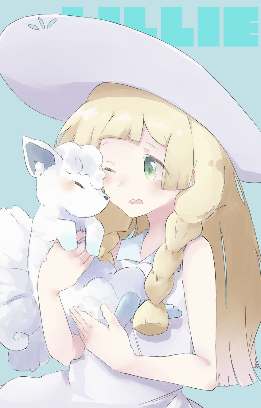 lillie and alolan vulpix (pokemon and 1 more) drawn by mk_taso