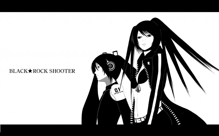 hatsune miku and black rock shooter (vocaloid and 1 more) drawn by naf