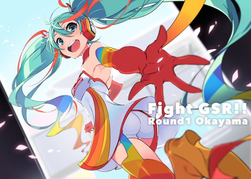 hatsune miku and racing miku (vocaloid and 2 more) drawn by yoneyama_mai