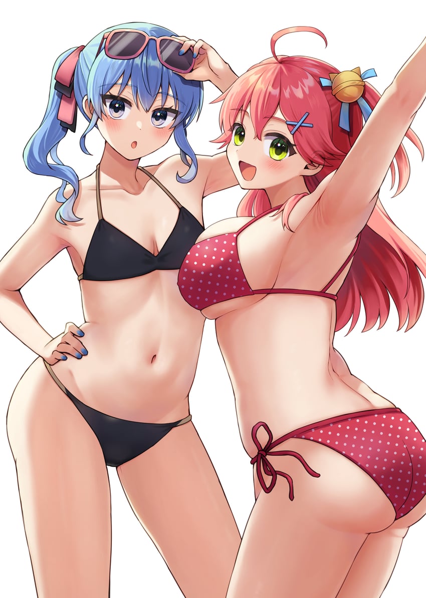 hoshimachi suisei and sakura miko (hololive) drawn by unkai_amane
