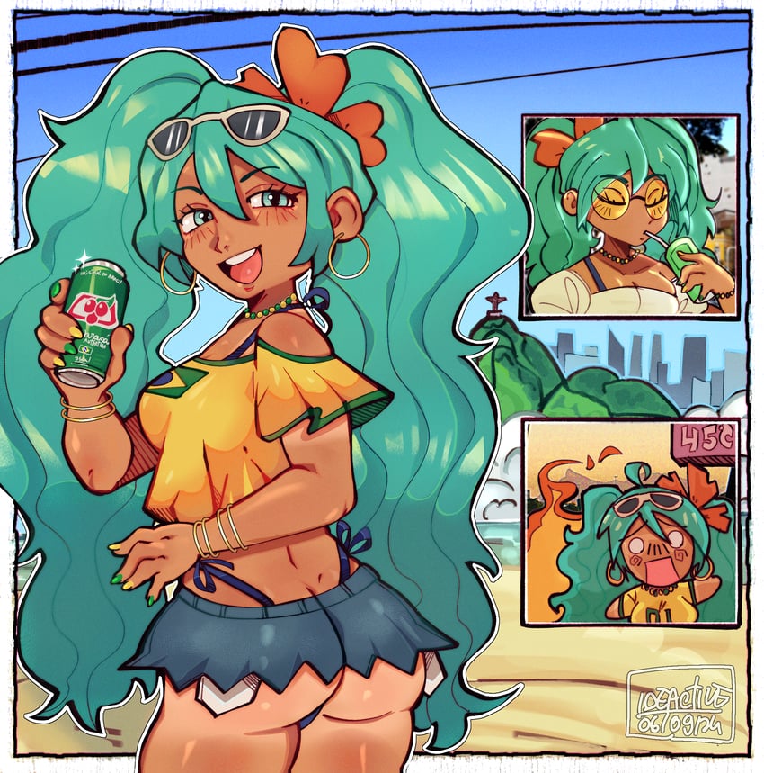 hatsune miku and brazilian miku (vocaloid) drawn by ideac