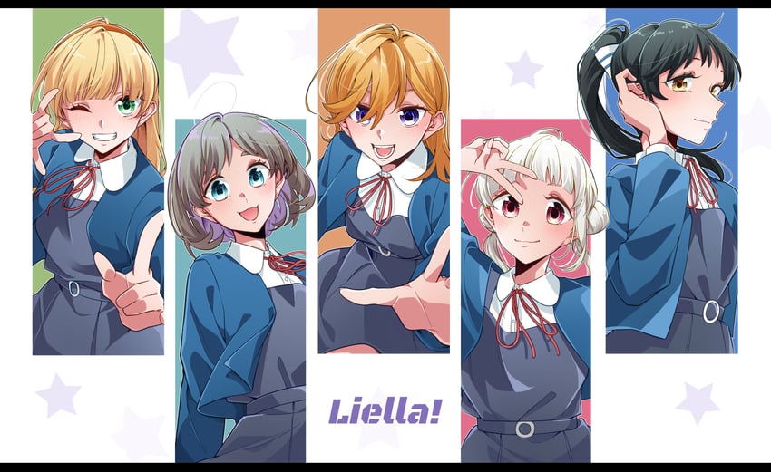 shibuya kanon, tang keke, heanna sumire, arashi chisato, and hazuki ren (love live! and 1 more) drawn by kashikaze