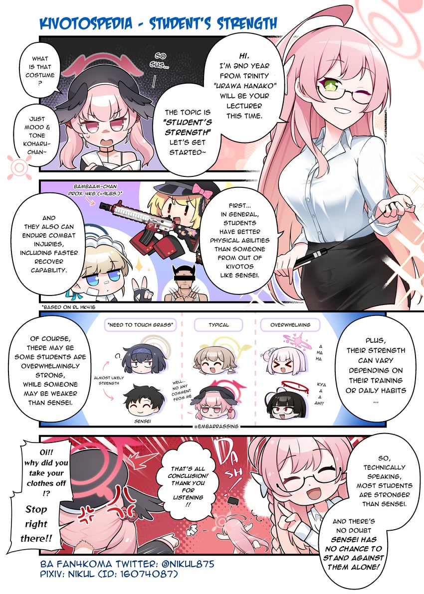 sensei, mika, toki, koharu, hanako, and 5 more (blue archive and 5 more) drawn by nikul_(nitime875)